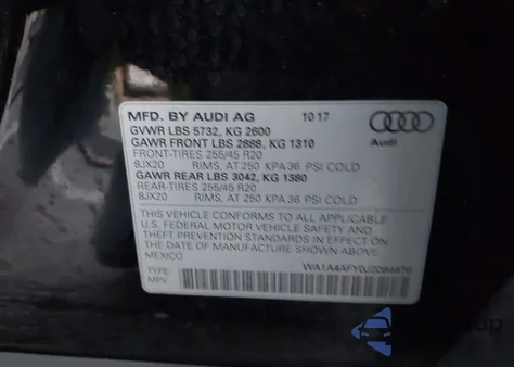 2018 Audi Sq5 3.0T Premium Plus z USA, uszkodzony, nr VIN WA1A4AFY0J2084476